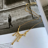 925 Silver Irregular Necklace Pendant Punk Long Sweater Chain for Women