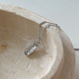 925 Silver Irregular Necklace Pendant Choker Geometric Long Necklace For Women