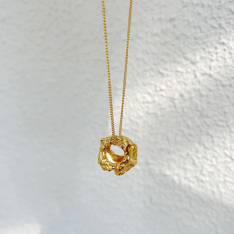 925 Silver Circle Necklace Minimalist Boho Collar