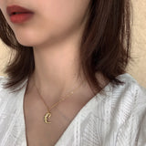 925 Silver Abstract Face Moon Star Necklace Pendant Clavicle Chain Jewelry
