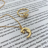 925 Silver Abstract Face Moon Star Necklace Pendant Clavicle Chain Jewelry