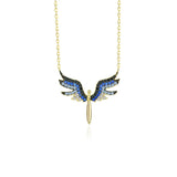 925 Silver Angel Wings Necklace with Niche Zircon Pendant