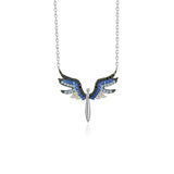 925 Silver Angel Wings Necklace with Niche Zircon Pendant