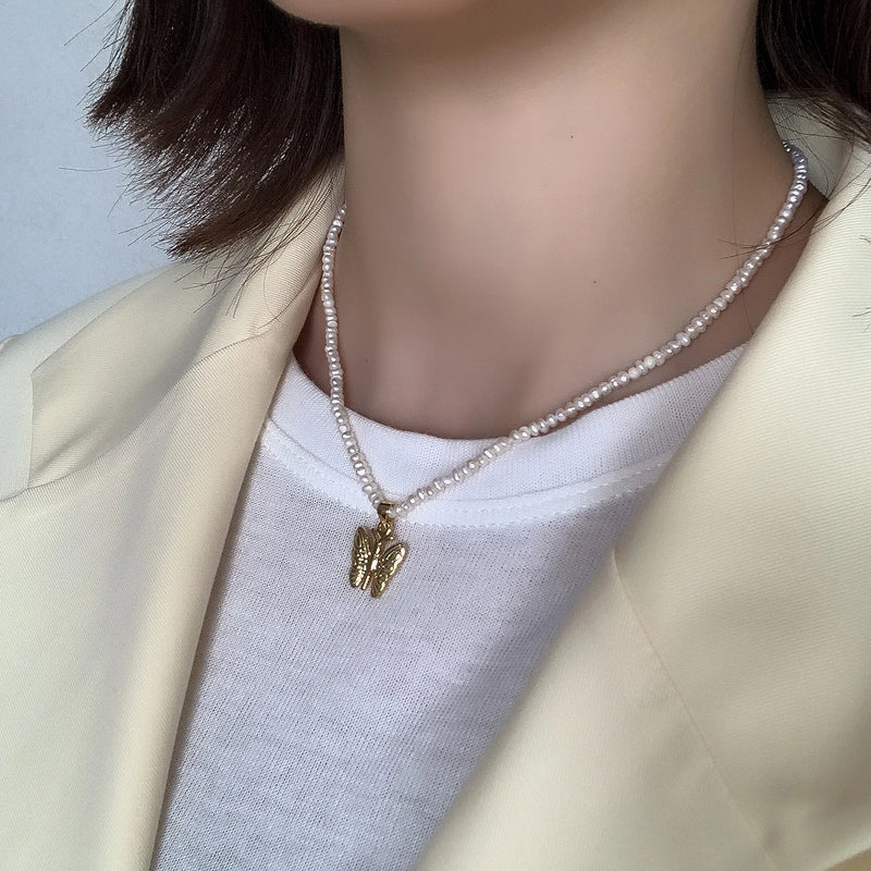925 Silver Baroque Pearl Clavicle Chain Necklace