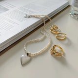 925 Silver Baroque Pearl Love Necklace Side Choker Jewelry
