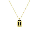 925 Silver Light Agate Letter Necklace Pendant Alphabet Collar Jewelry