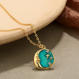 925 Sterling Silver Star Moon Coin Pendant Necklace