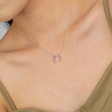 925 Silver Zircon Moon Necklace Pendant Jewelry