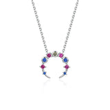 925 Silver Zircon Moon Necklace Pendant Jewelry