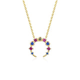 925 Silver Zircon Moon Necklace Pendant Jewelry