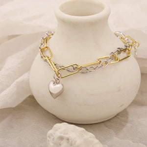 925 Silver Double Heart Bracelet/Necklace for Women