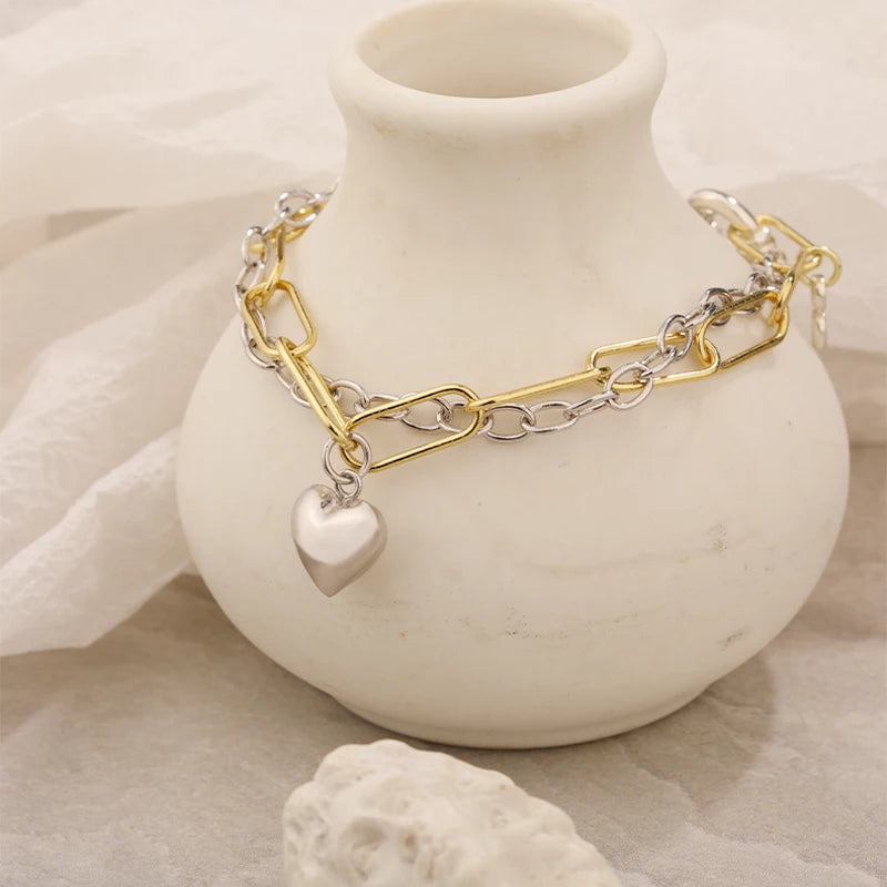 925 Silver Double Heart Bracelet/Necklace for Women