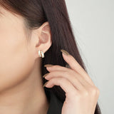 925 Silver Double Row Zircon Stud Earrings