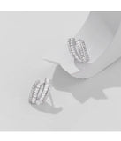 925 Silver Double Row Zircon Stud Earrings