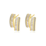 925 Silver Double Row Zircon Stud Earrings