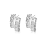 925 Silver Double Row Zircon Stud Earrings