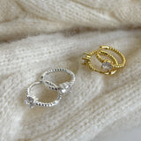 925 Silver Zircon Stud Earrings Niche Ring Jewelry