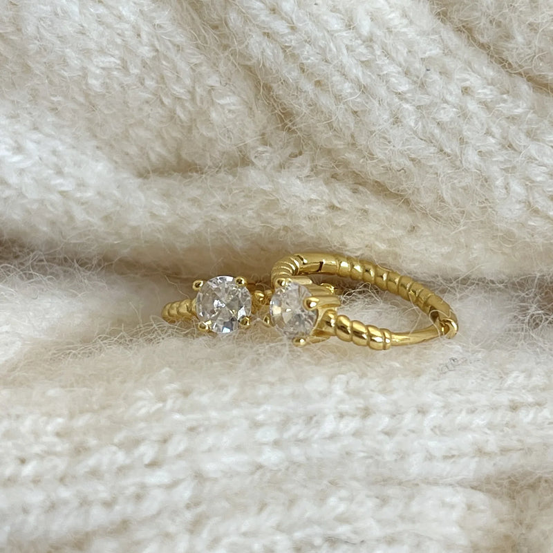 925 Silver Zircon Stud Earrings Niche Ring Jewelry