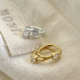 925 Silver Zircon Stud Earrings Niche Ring Jewelry
