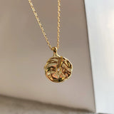 925 Silver Abstract Round Necklace Pendant Light Folded Irregular