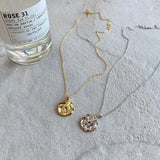 925 Silver Abstract Round Necklace Pendant Light Folded Irregular