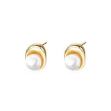Silver Pearl Stud Earrings Women