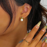 Silver Pearl Stud Earrings Women