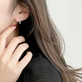 925 Silver Green Zircon Crystal Hoop Drop Earrings