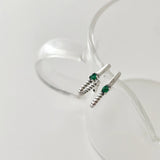 925 Silver Green Zircon Crystal Hoop Drop Earrings