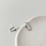 925 Silver Green Zircon Crystal Hoop Drop Earrings