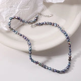 925 Silver Grey Pearl Choker Necklace Romantic Baroque Collar Jewelry