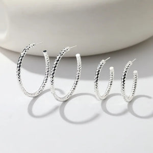 925 Silver Light Heavy Industry Thread Earrings Niche C-shape
