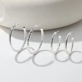 925 Silver Light Heavy Industry Thread Earrings Niche C-shape