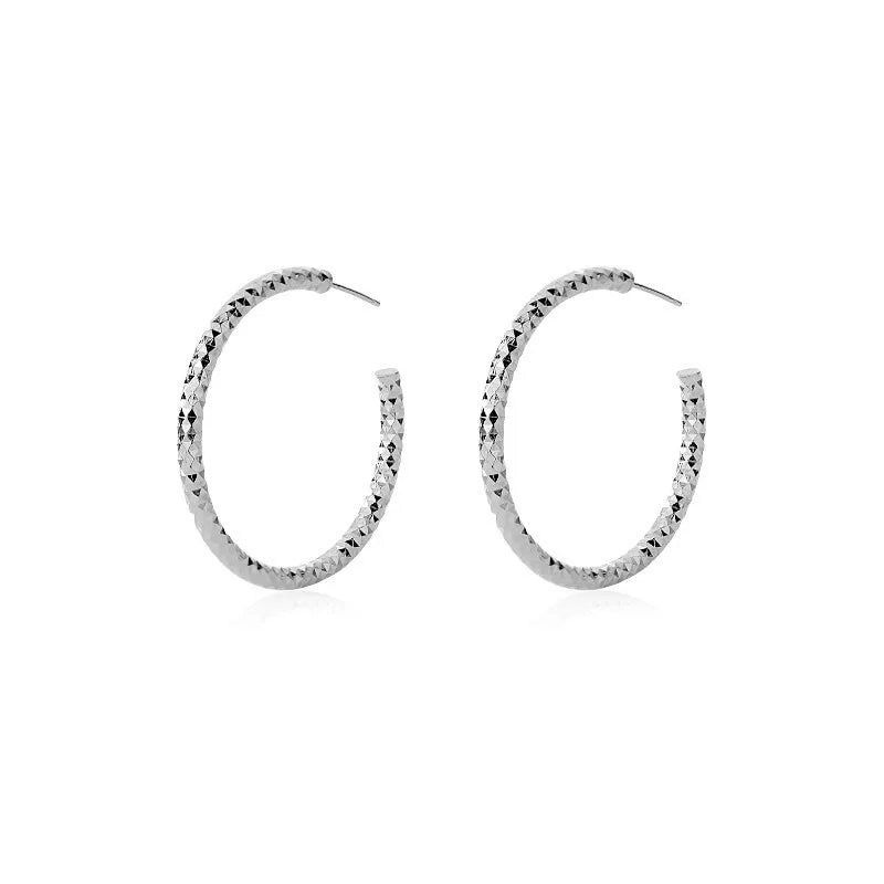 925 Silver Light Heavy Industry Thread Earrings Niche C-shape