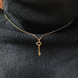 925 Silver Light Key Necklace Pendant Clavicle Chain Jewelry