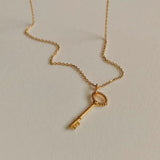 925 Silver Light Key Necklace Pendant Clavicle Chain Jewelry