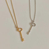 925 Silver Light Key Necklace Pendant Clavicle Chain Jewelry