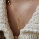 925 Silver Light Key Necklace Pendant Clavicle Chain Jewelry