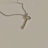 925 Silver Light Key Necklace Pendant Clavicle Chain Jewelry