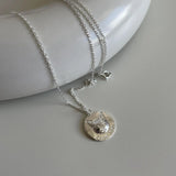 925 Silver Cat Head Coin Necklace - Personality Clavicle Chain