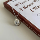 925 Silver Cat Head Coin Necklace - Personality Clavicle Chain