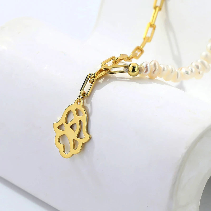 925 Silver Pearl Clavicle Chain Necklace Pendant