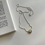925 Silver Oval Irregular Necklace Personality Pendant Jewelry