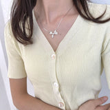 925 Silver Bow Snake Bone Necklace Pendant Personality Collar Jewelry