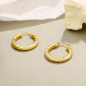 925 Silver Twist Hoop Earrings Retro Drop Jewelry
