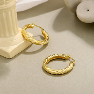925 Silver Twist Hoop Earrings Retro Drop Jewelry