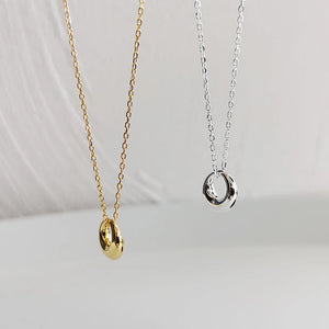 925 Silver Light Ring Couple Necklace Pendant Clavicle Chain