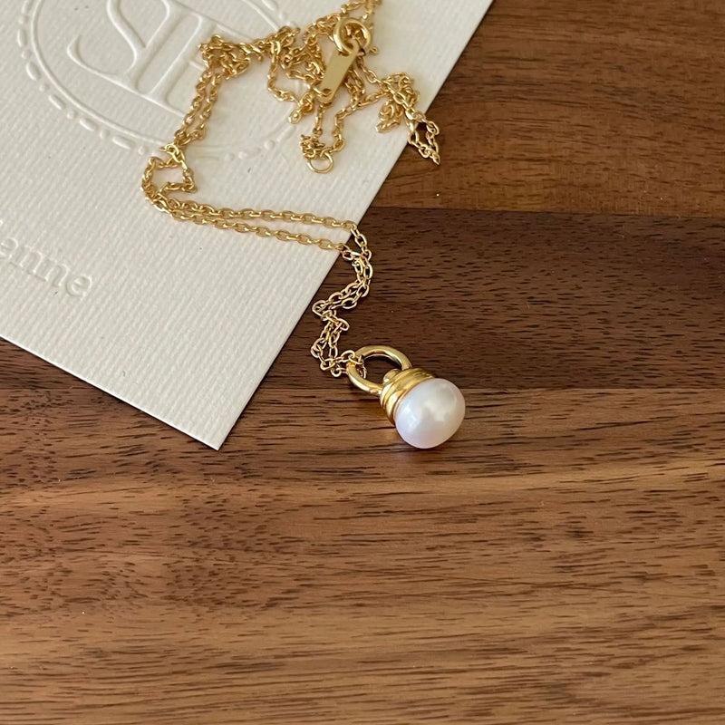 925 Silver Light Small Bulb Pearl Necklace Baroque Pearl Pendant