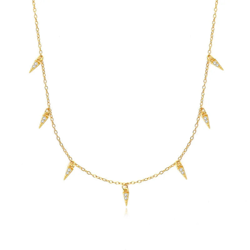 925 Silver Tassel Zircon Necklace Stack Clavicle Chain