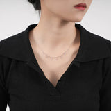 925 Silver Tassel Zircon Necklace Stack Clavicle Chain